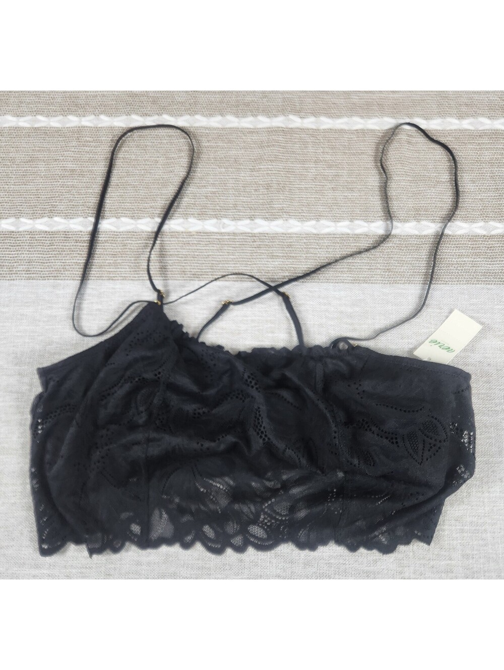 Aerie Women's Wireless Lace Bralette Black Pullover Adjustable Strap Size M
